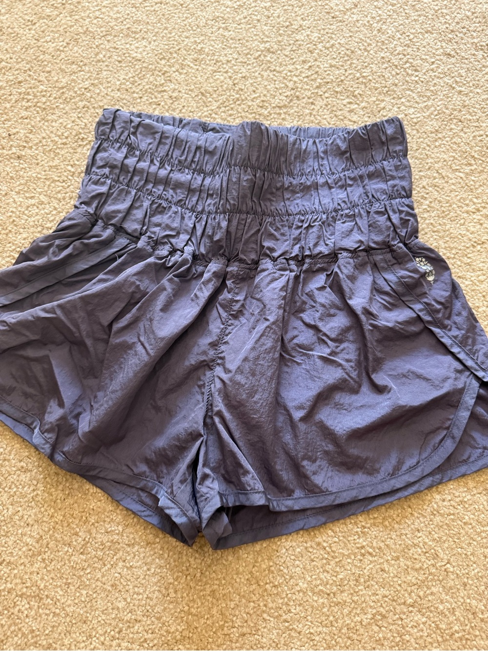 FP Movement by Free People High Waist Smocked Shorts in Navy